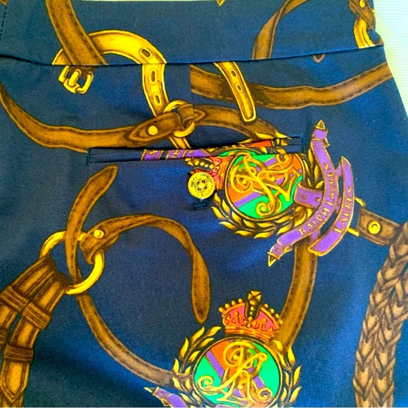 Ralph Lauren dark navy cotton shorts with Equestrian polo horse mallet print 10 - Picture 9 of 16